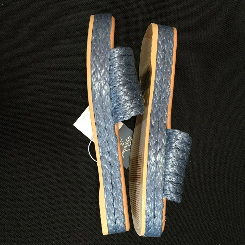 NWB - Universal Threads Mardi Raffia Platform Slide Sandals - Blue - Size 5